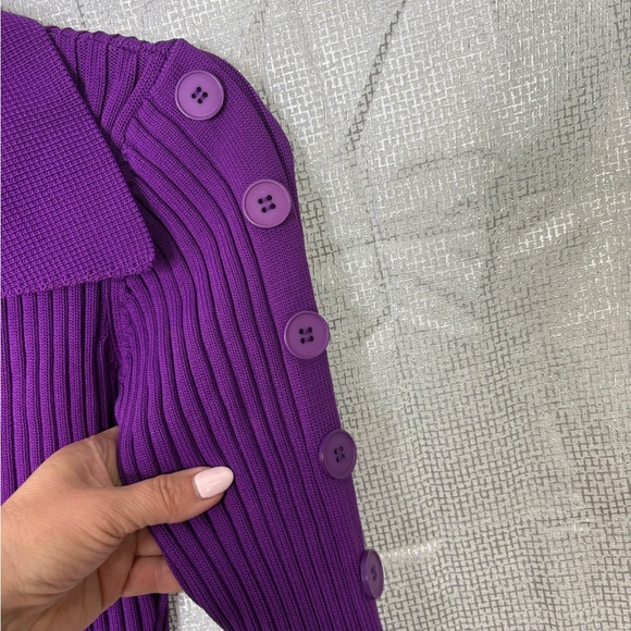 Hanifa Mira Elegant Purple Ribbed Knit Dress, size L, NWOT - Picture 9 of 11